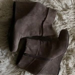 Grey Brown Report Wedge Booties 8 1/2